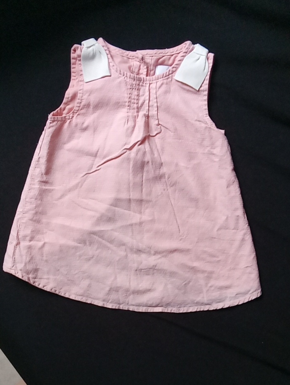 Girls' Pink Sleeveless Bow-Shoulder Top